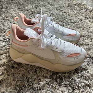 Women's Puma RS-X White and Pink Sneakers Sz 8.5!